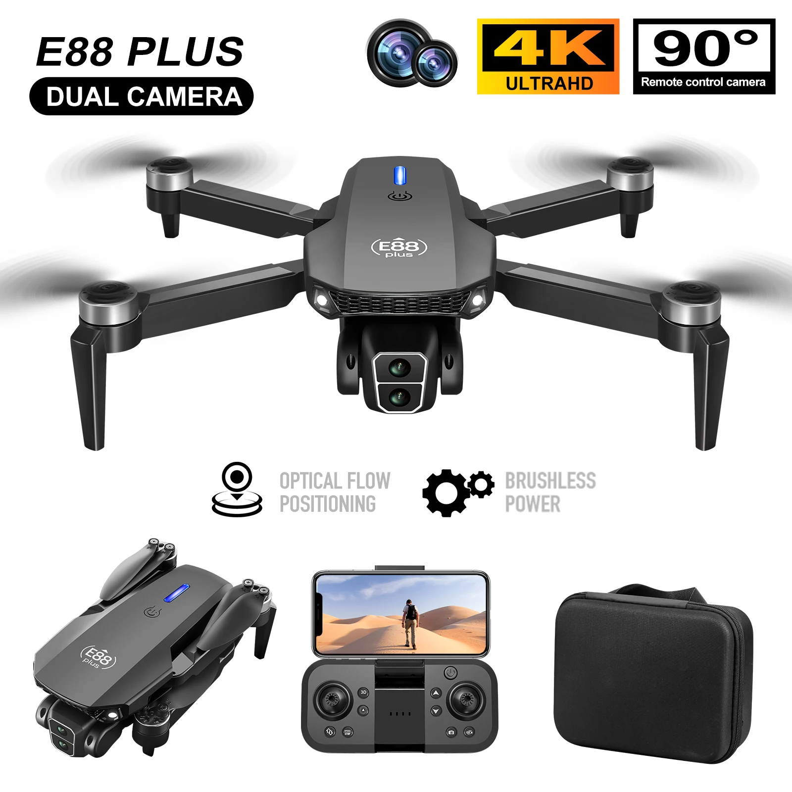 Nuevo Dron cuadricóptero E88 P - Drone Camera Night Vision reseña y precio